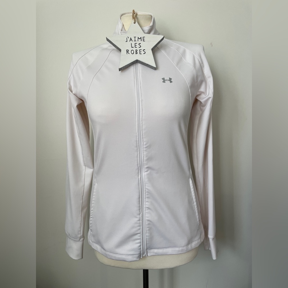 UNDER ARMOUR Classic White Athletic Workout Zip-up Jacket